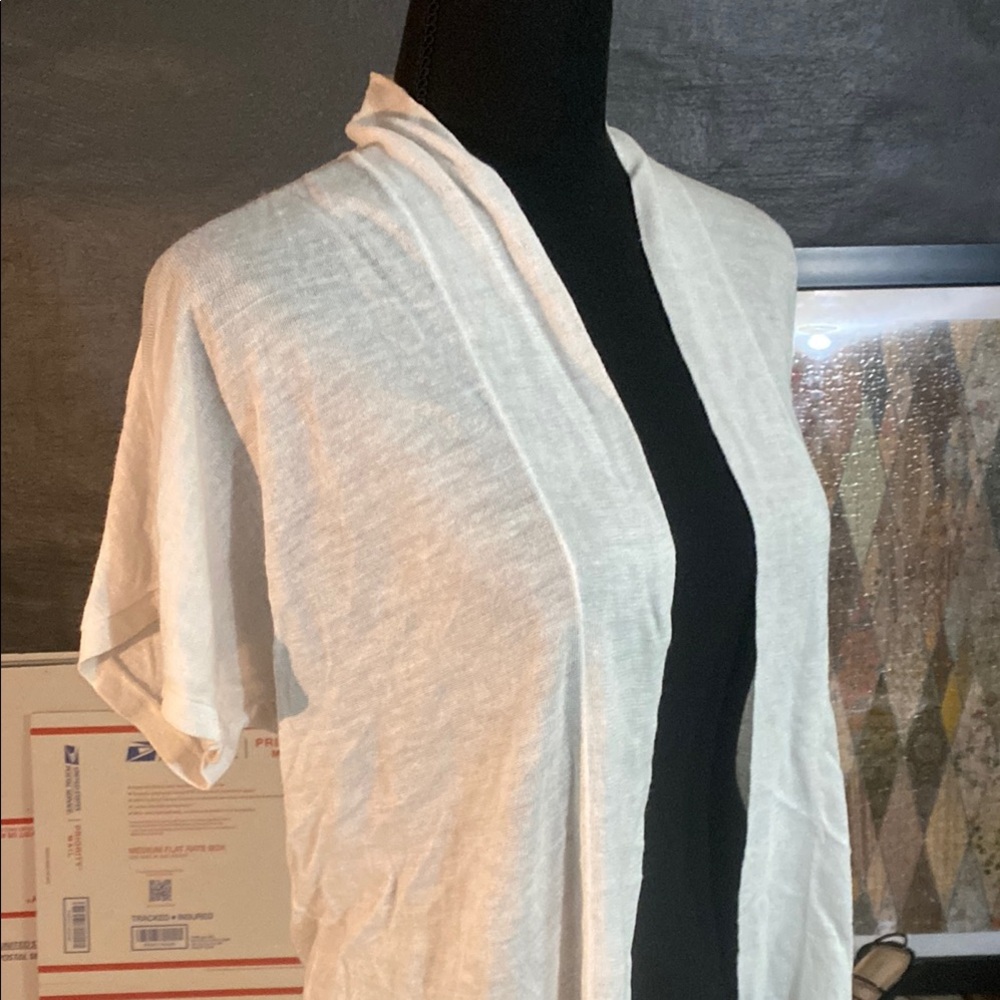 LOFT. Semi-sheer. Short-sleeve. Lightweight White Cardigan